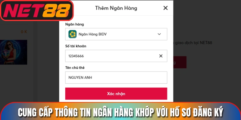 Cung cấp thông tin khớp với tên ngân hàng